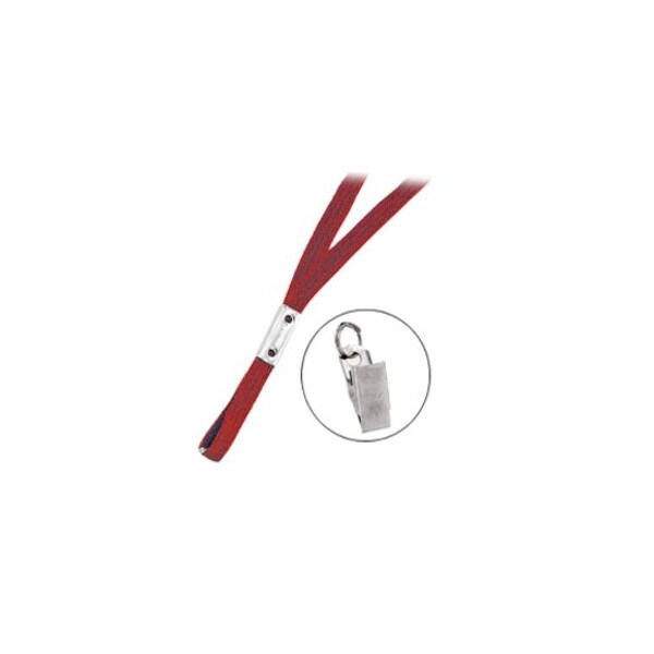 Brady LANYARD STANDARD, RED, 3/8in FLAT WOVEN LANYARD W/NICKEL PLATED STEEL BULLDOG CLIP 2135-3556 - main