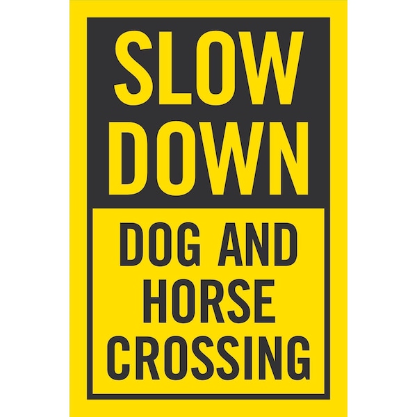 Lyle Slow Down, Dog And Horse Crossing, 24x24, Engineer Grade, Yellow G-13743-EG_24x24 - main