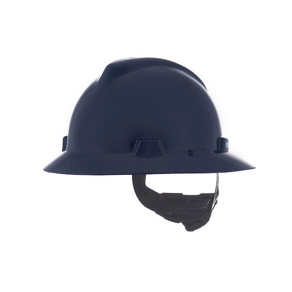 Msa Safety V-Gard Slotted Full Brim Hard Hat, Fas-Trac III Suspension, Type I, Class E, Dark Blue 802975 - main