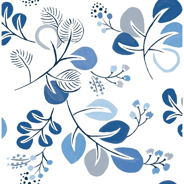 A-Street Prints Jonah Blue Leaf Trail Wallpaper 4066-26566 - main