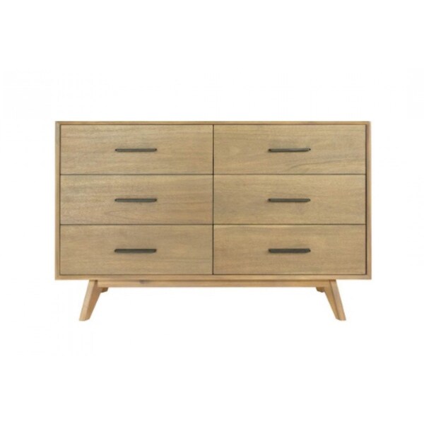Homeroots 53" Walnut Solid Wood Six Drawer Double Dresser 473109 - main