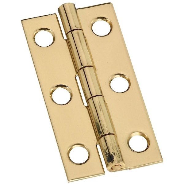 National Hardware Decorative Narrow Hinge, 2 in H Door Leaf, 0.04 in Thick Door Leaf, Brass, Solid Brass, 5 lb, 2PK N211-235 - main