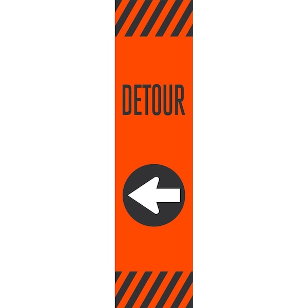 Lyle FlexPost "Detour" with Left Arrow Decal Only for Flex, 7.5x29.5, High Intensity Prismatic, Orange G-16973-HD_7.5x29.5 - main