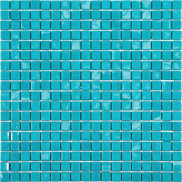 Apollo Tile Skosh 11.6in x 11.6in Glossy Turqouise Green Glass Mosaic Wall and Floor Tile 18.69 sqft/case, 20PK APLNB88GN432A - main