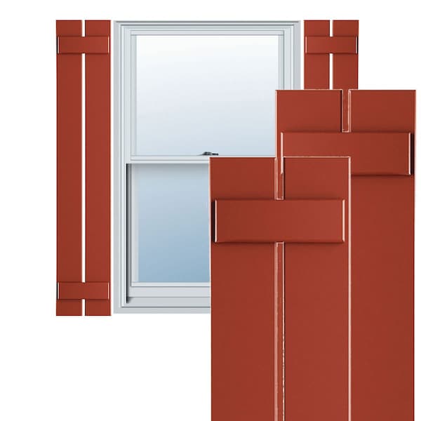 Ekena Millwork True Fit PVC, Two Board Spaced Board-n-Batten Shutters, Colorful Leaves, 11 1/4W x 56H, PR TFP101SBF11X056CL - main