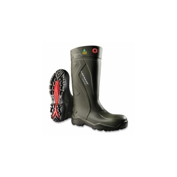 Dunlop Protective Footwear Purofort Full Safety Waterproof Boots, Steel Toe, Men's 7, 16 in Boot, Green/Black 868-E762943.07 - main