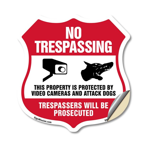 Signmission No Trespassing Shield Sign This Property, 12 Inch X 12 Inch, Vinyl Decal SHI-D-12-409 - main
