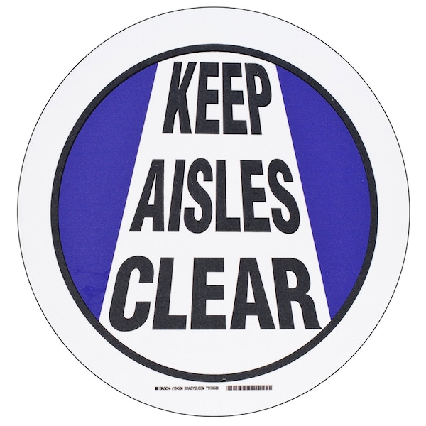 Brady Floor Safety Sign, 17in Dia x 0.011in D, Polyester, Black/Blue on White 104508 - main