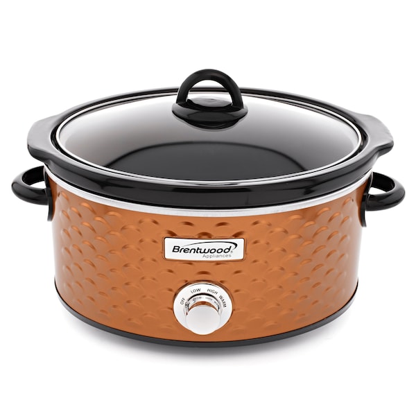 Brentwood Industries Scallop Pattern 4.5 Quart Slow Cooker in Copper SC-140C - main