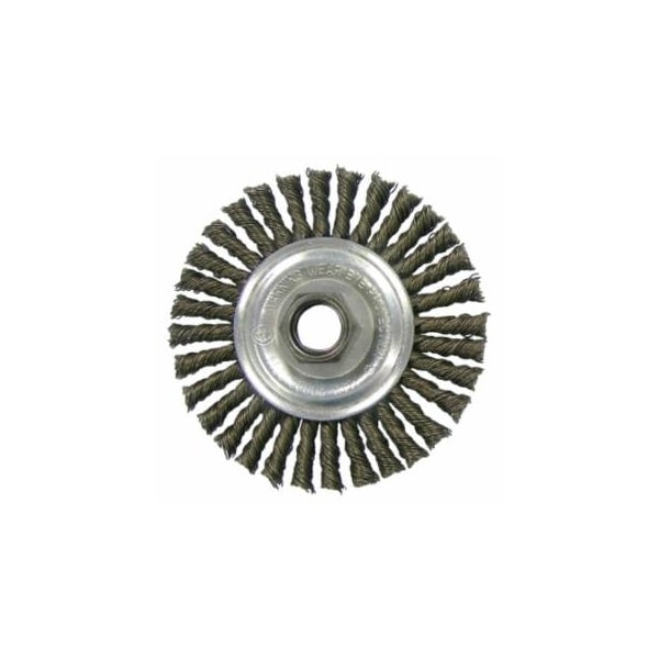 Weiler Wolverine Knot Wire Wheel, Stringer Bead Twist, 4 in dia x 3/16 in W Face, 5/8 in-11 UNC, 0.020 in, 5PK 804-36218 - main