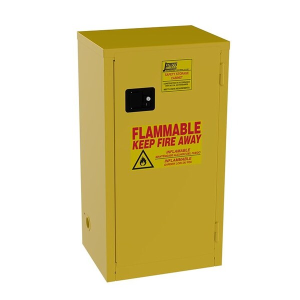 Jamco Hazardous Material Storage Cabinet, 18 gal, 2 Shelves, Steel, 23 in W x 44 in H x 18 in D, Yellow BA18YP - main