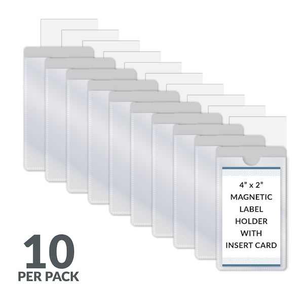 C-Line Products 2-1/2" x 4-1/4" Gray Side Load Magnetic Label Holders, 10/PK, 10PK/BX 87701-BX - main