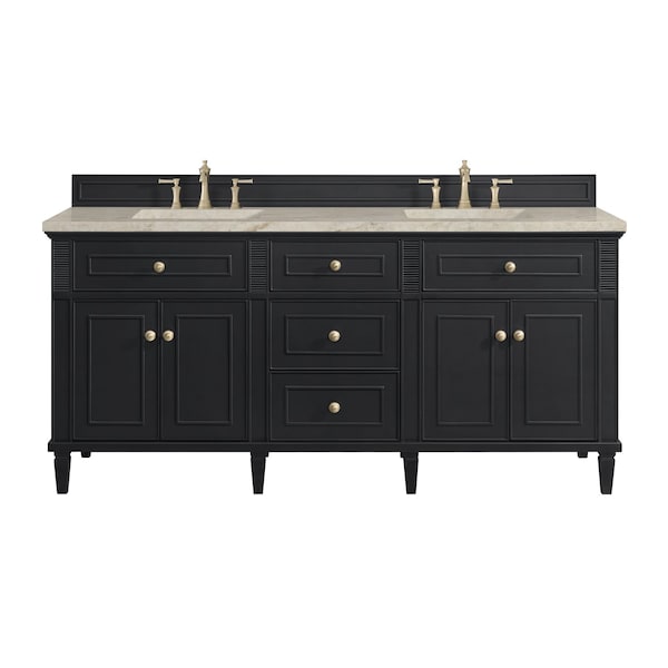 James Martin Vanities Lorelai 72" Double Vanity, Black Onyx, w/ 3 CM Tajnar Eclos Top w/FreePower Wireless Charger 424-V72-BKO-FTJR - main