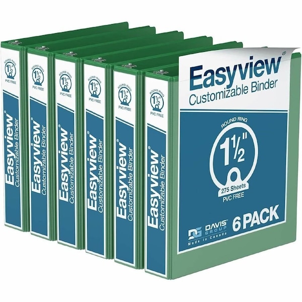 Davis Group Easyview Premium, Round Ring, Customizable, View Binder, (Green, 1.5"), PK6 8412-04-06 - main