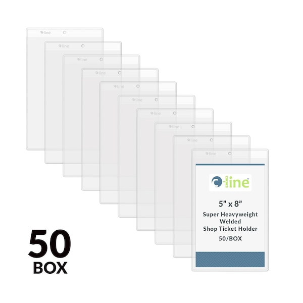C-Line Products Shop Ticket Holder, Vinyl, Clear, 5x8", PK50 80058 - main