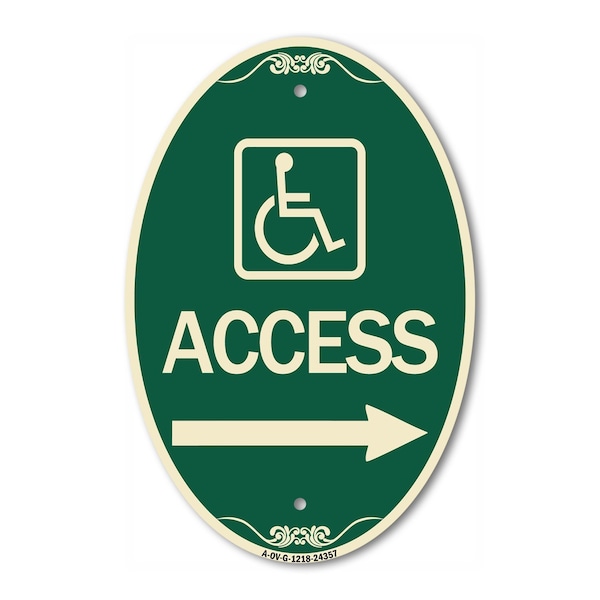 Signmission Access With Updated Isa Symbol and Right Arr, 12 In X 18 In Architectural, Heavy Gauge Aluminum A-OV-G-1218-24357 - main
