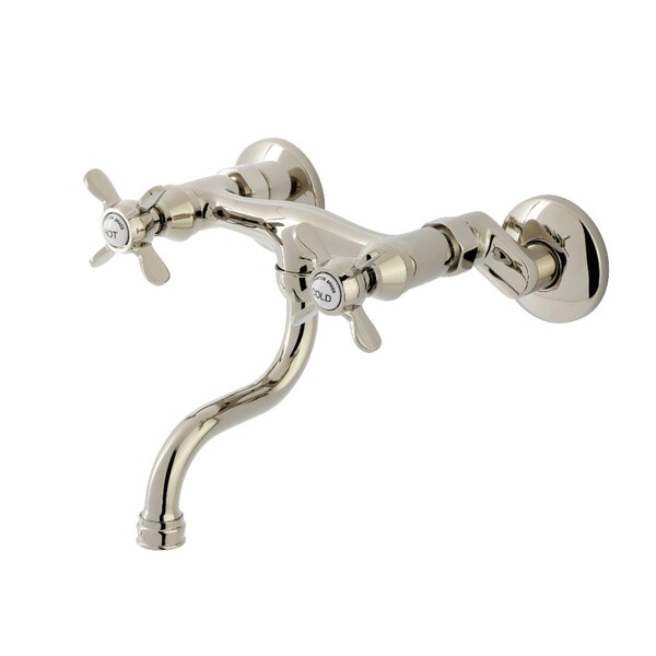 Kingston Brass Double-Handle Wall Mount Bathroom Faucet, Polished Nickel KS2116BEX - main