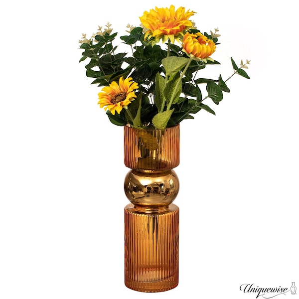 Uniquewise 12-Inch Decorative Orange Tall Glass Vase - Modern Minimalist Decor for Parties, and Special QI004735.OR.S - main