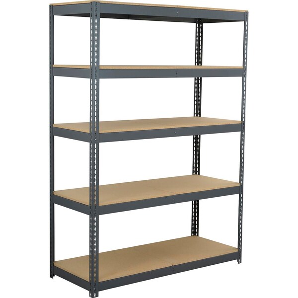 Global Industrial 5 Shelf, Heavy Duty Boltless Shelving, Starter, 72"W x 24"D x 72"H, Wood Deck B3164260 - main