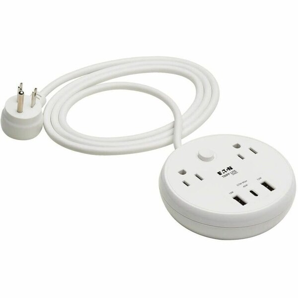 Eaton Tripp Lite Series Safe-IT 57W 2-Outlet Surge Protector 5-15R Outlets, 3 USB Ports, 8 ft. 2.4 m TLP28PD57WCAM - main
