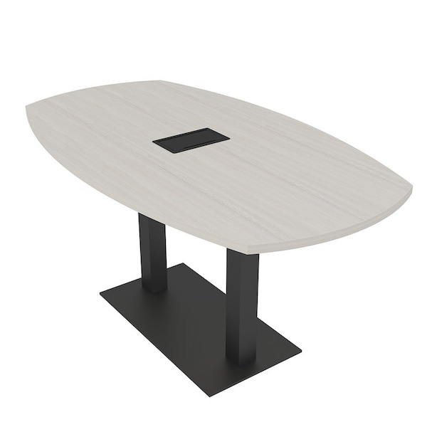 Skutchi Designs Arc Boat Conference Table, 36 in W, 60 in L, Ivory HAR-ABOT-36x60-DOU.BK-K458-EBLK - main