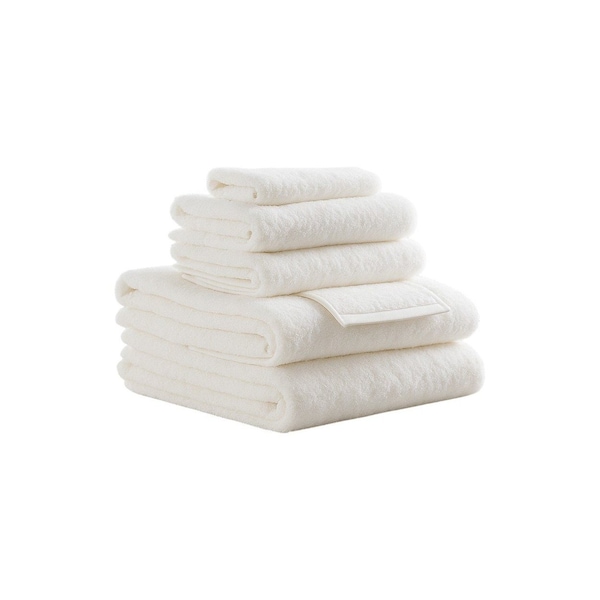 Homeroots Set of Six Ivory Cotton Quick Dry Terry Cloth Towels, 6PK 700331 - main