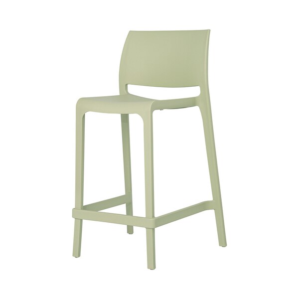 Homeroots Set of Four 26" Green Heavy Duty Plastic Low Back Outdoor Counter Height Bar Chairs 565369 - main