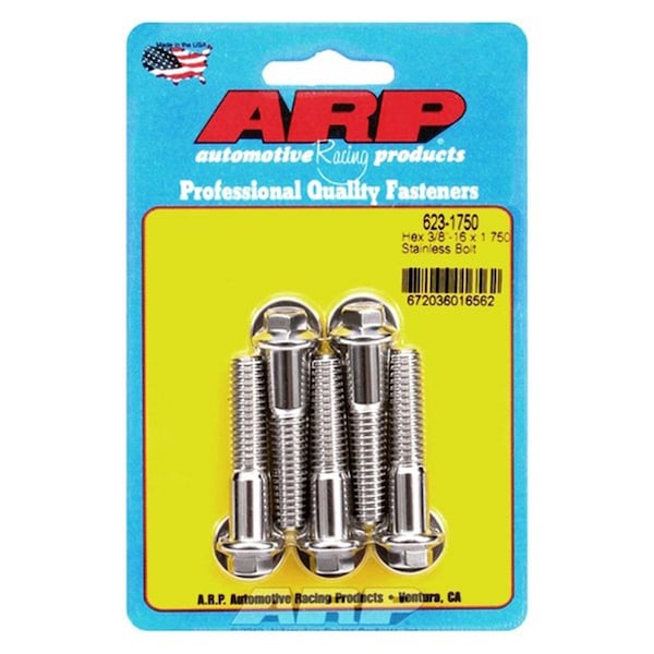 Arp 623-1750 0.37-16 x 1.75 in. Stainless Steel 6 Point Bolt Kit, 5PK ARP623-1750 - main