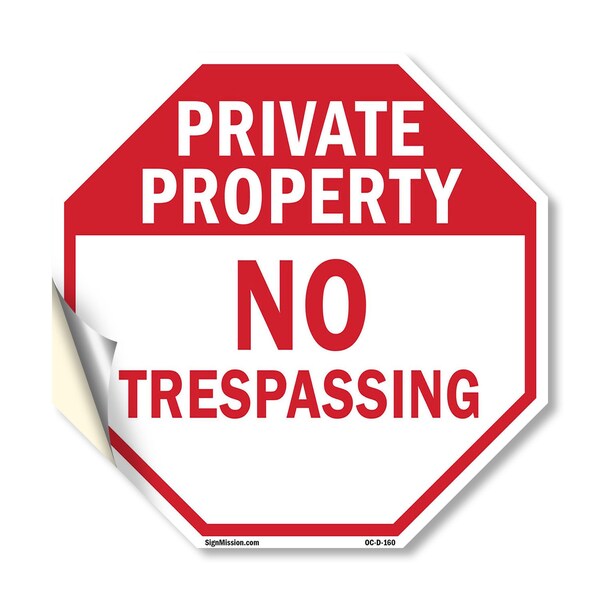 Signmission Private Property No Trespassing, 18 Inch X 18 Inch, Vinyl Decal OC-D-18-160 - main