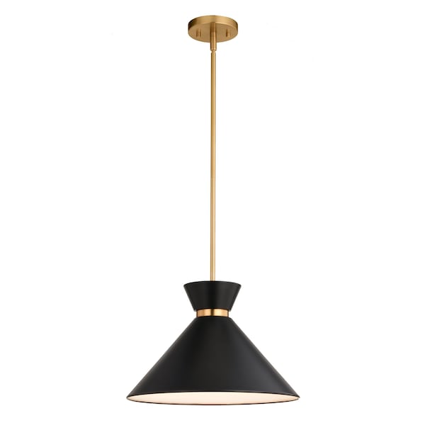 Vaxcel Racine 1 Light Matte Black and Gold Natural Brass Mid-Century Modern Bowtie Pendant, LED Compatible P0398 - main
