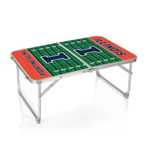 Picnic Time Family Of Brands Illinois Fighting Illini - Concert Table Mini Portable Table, Charcoal Wood Grain 843-00-141-214-0 - main