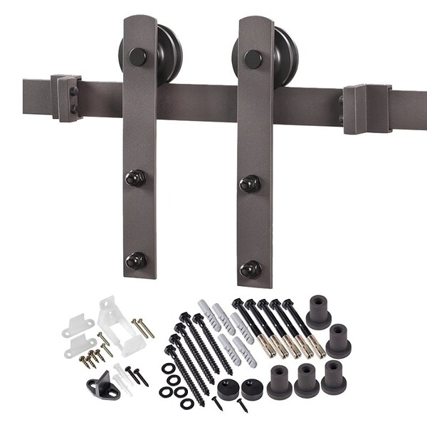 Renin Straight Strap Barn Door Hardware Kit, 78-3/4 in L Track, Steel, Bronze, Wall, For: Barn Door BD100K-07800-BR - main