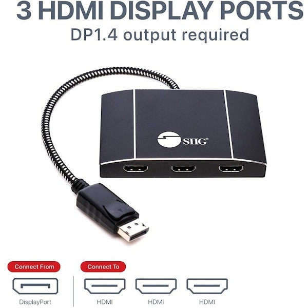 Siig BOOST YOUR PRODUCTIVITY BY CONNECTING 3 HDMI DISPLAYS TO SINGLE DISPLAYPORT 1.4 CE-DP0Q11-S1 - main