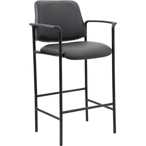 Boss Square Back Diamond Stool with Arm In Black Caressoft B169503-CS - main