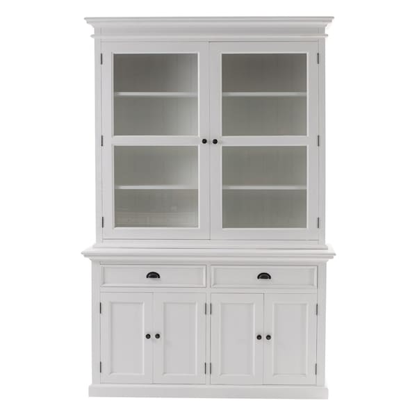 Homeroots 57in White Solid Wood Frame Dining Hutch With Twelve Shelves And Two Drawers 397834 - main