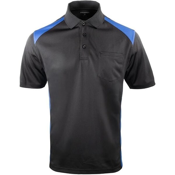 Propper Midweight Colorblock Pocket Men's Polo, Black/Cobalt, XX-Large F5344 - main