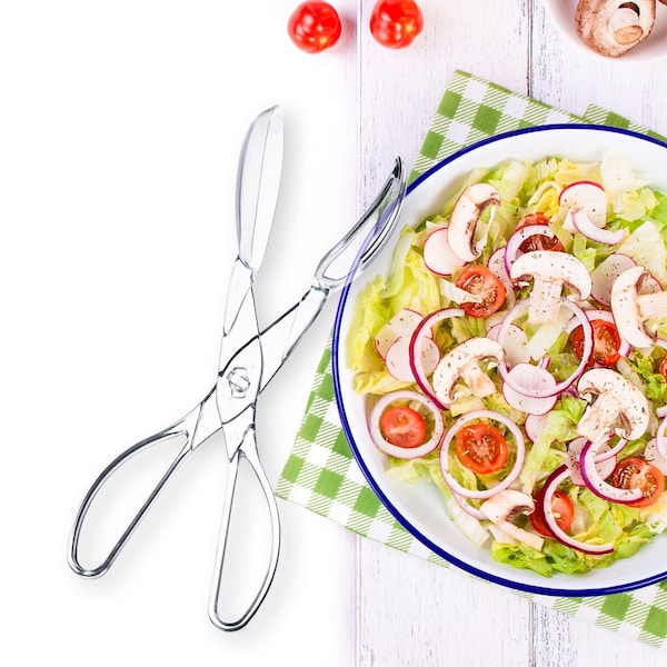 Smarty Had A Party Clear Disposable Plastic Serving Salad Scissor Tongs (50 Tongs), 50PK 2640-CASE - main