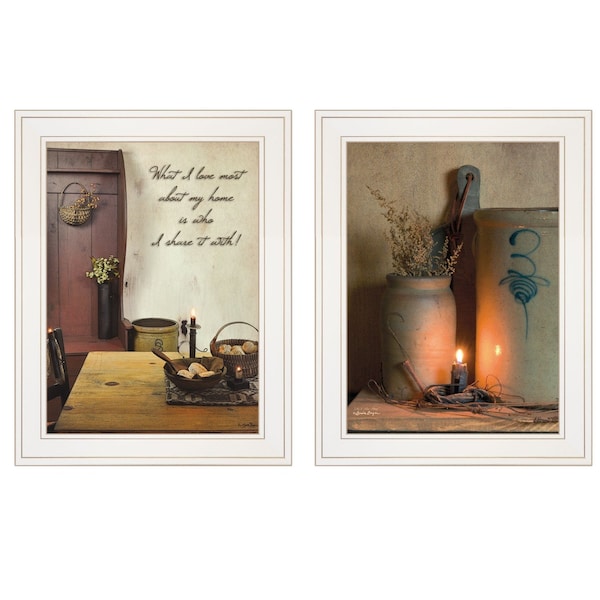 Homeroots Set Of Two What I Love Most 1 White Framed Print Wall Art, 2PK 405992 - main