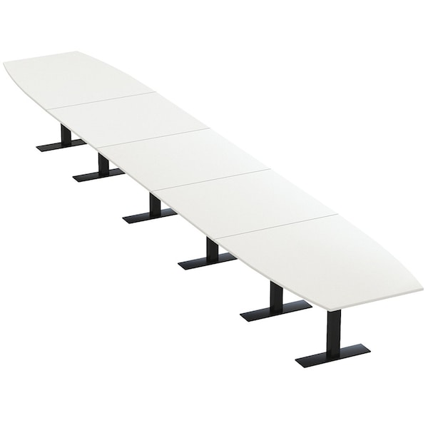 Skutchi Designs 22ft Conference Table With Power Unit | 22 Person Modular Boat Meeting Table | Harmony Series HAR-BOT-48X264-T.BK-W960-NA - main