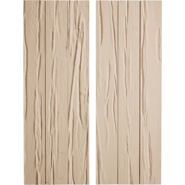 Ekena Millwork Rustic Three Board Joined Board-n-Batten Riverwood Faux Wood Shutters w/No Batten, 16 1/2W x 30H, PR SHUBJN16X30RWPR - main