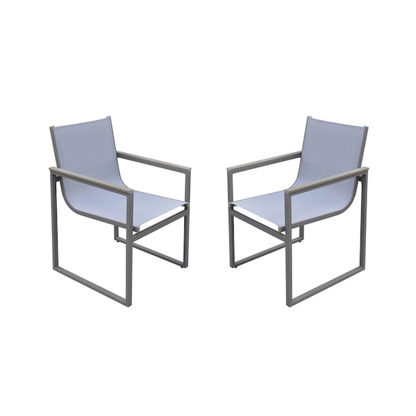 Homeroots Set of Two 22" Light Gray Metal Outdoor Dining Chair, 2PK 490270 - main