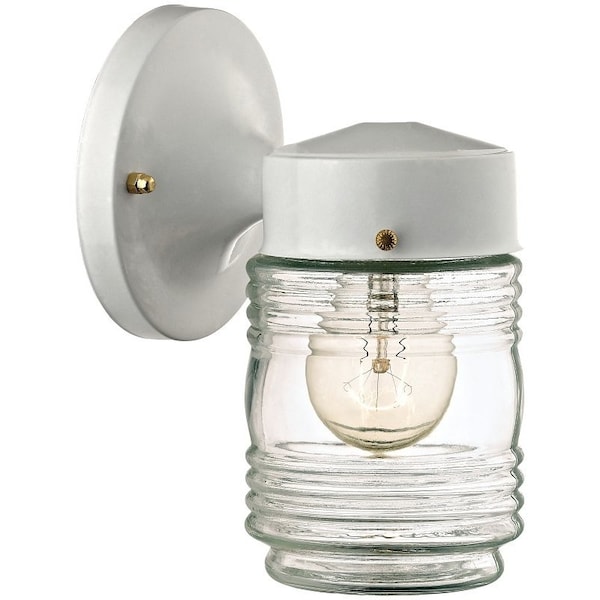 Boston Harbor Outdoor Wall Lantern, 120 V, 60 W, A19 or CFL Lamp, Steel Fixture, White, White Fixture W15WH01-33883L - main