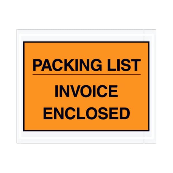 Zoro Select Packing List Envelopes, Orange, PK1000 PL417 - main