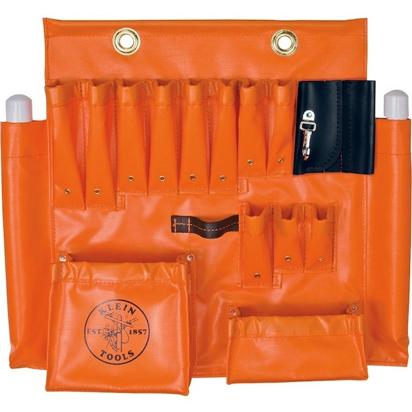 Klein Tools Aerial Apron, 10 Hand-Tool Pockets, 2 Pouches, Hammer Loop, 2 Drill Bit Holders, 2 Leather Pockets 51829 - main