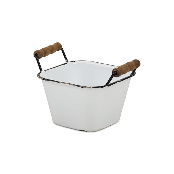 Homeroots 6" White Metal Bucket 487943 - main