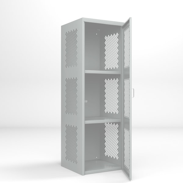 Pucel Heavy Duty Storage Locker, One Door, Perforated, 24 in W x 24 in D x 74 in H, Gray DLCU-2424-1-PERF - main