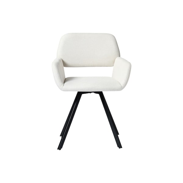 Homeroots Set of Two Beige and Black Fabric and Steel Dining Arm Chairs, 2PK 719343 - main