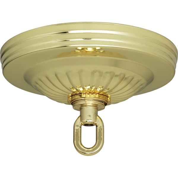 Satco Ribbed Canopy Hanger Kit Brass 5in Dia 1-1/16in Center Hole 1Yard 8 Gauge Chain Incl Hardware 25lb 90/1098 - main