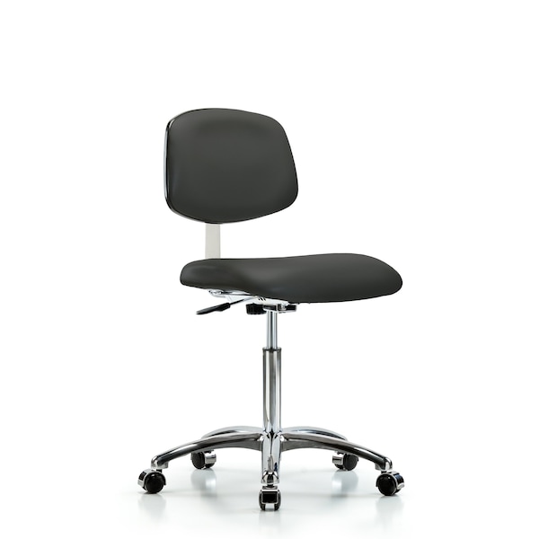 Blue Ridge Ergonomics Clean Room Chair Med Ben Chair, Vin, Chrm, Casters, Gry, CL10, 22" to 29" Height, Vinyl, Charcoal BR-CLR-VMBCH-CR-NF-CC-8605 - main