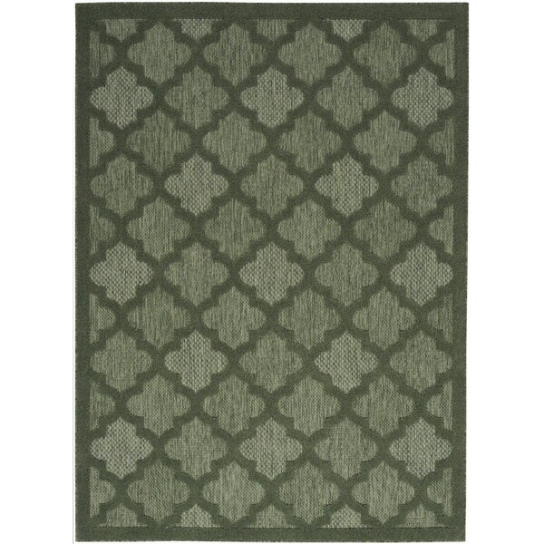 Homeroots 5' X 7' Dark Green And Light Green Trellis Indoor Outdoor Area Rug 545229 - main